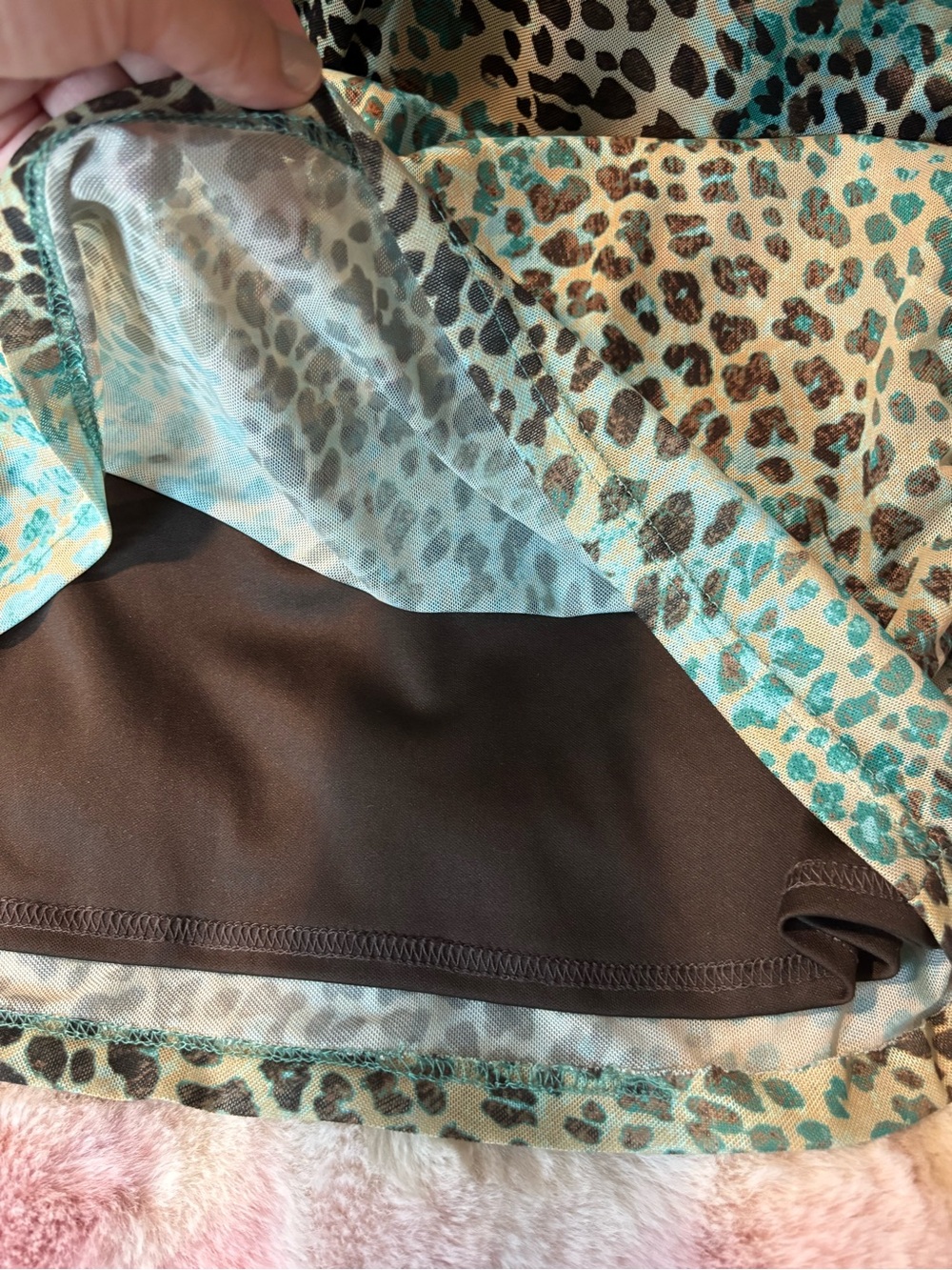 Heart & Heels Leopard Teal/Brown Maxi Dress, Size Large - Picture 6 of 7